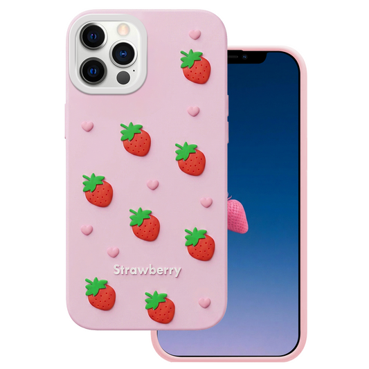Puzdro pre Apple iPhone 15 / 14 / 13, OEM, Jahoda, Ružové