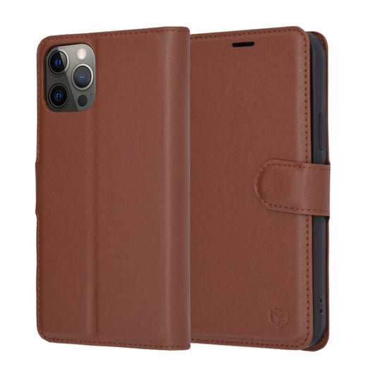 Puzdro na Apple iPhone 12 Pro, Techsuit, kožené folio, hnedé