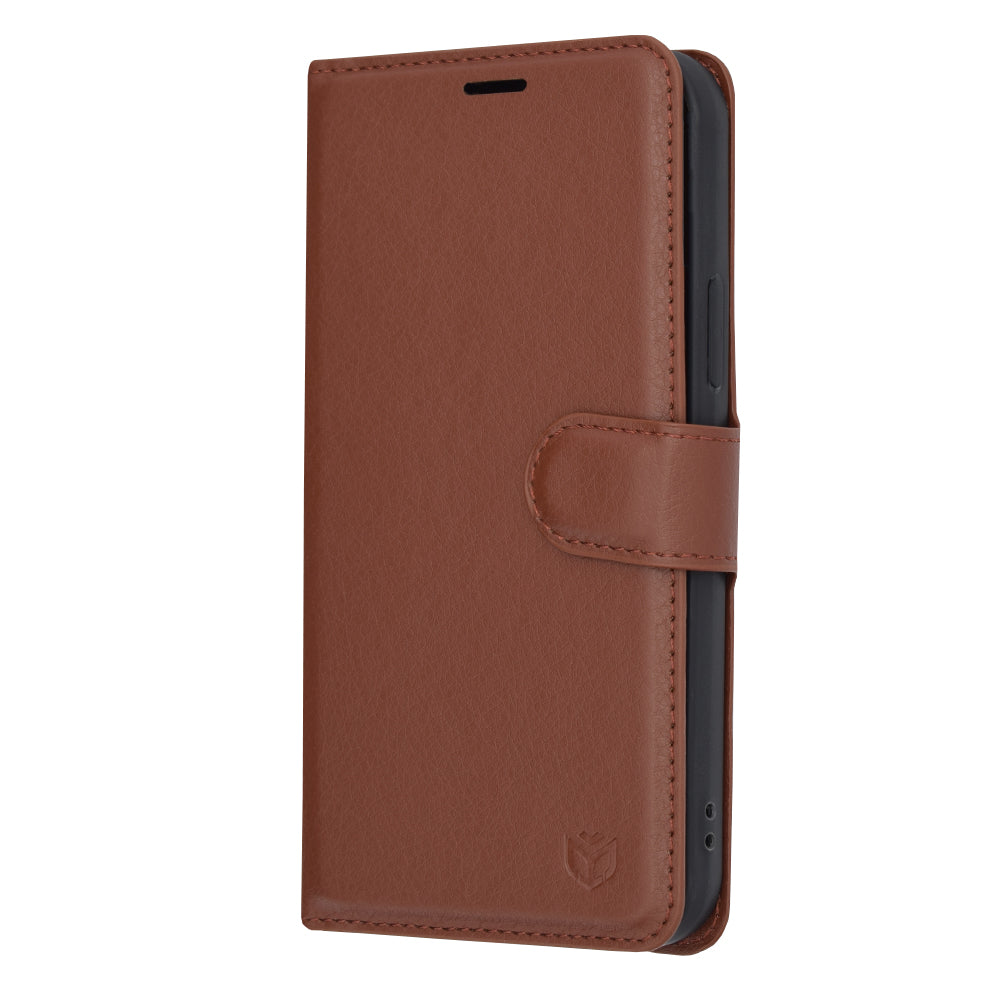 Puzdro na Apple iPhone 12 Pro, Techsuit, kožené folio, hnedé