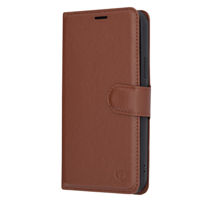 Puzdro na Apple iPhone 12 Pro, Techsuit, kožené folio, hnedé