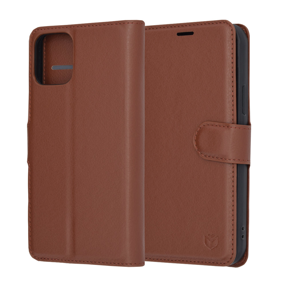 Puzdro na Apple iPhone 12 Pro, Techsuit, kožené folio, hnedé