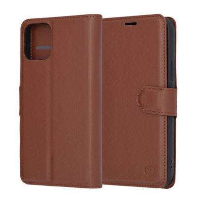 Puzdro na Apple iPhone 12 Pro, Techsuit, kožené folio, hnedé