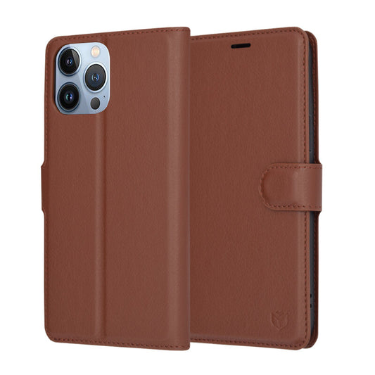 Obal na Apple iPhone 13 Pro Max, Techsuit, kožené folio, hnedý
