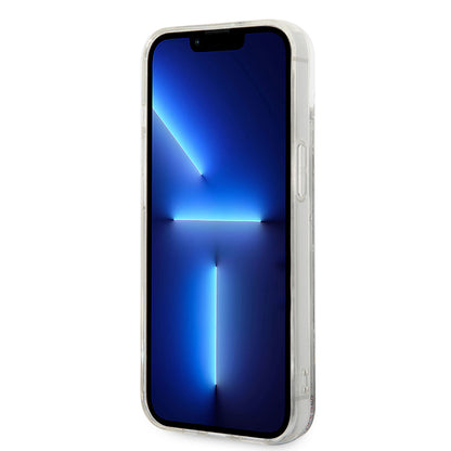 Puzdro pre Apple iPhone 14, Karl Lagerfeld, Liquid Glitter Monogram, Strieborné