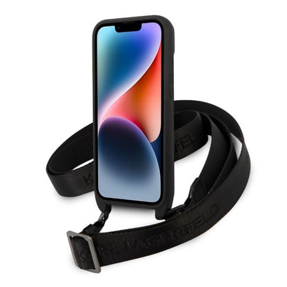 Puzdro pre Apple iPhone 14, Karl Lagerfeld, Monogram Ikonik Karl, Čierne