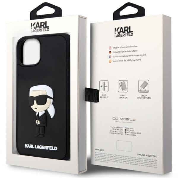 Puzdro pre Apple iPhone 14 Plus, Karl Lagerfeld, 3D Rubber Ikonik Karl, Čierne