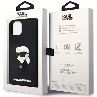 Puzdro pre Apple iPhone 14 Plus, Karl Lagerfeld, 3D Rubber Ikonik Karl, Čierne
