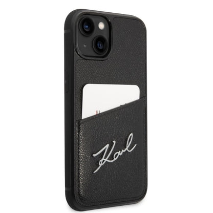 Case for Apple iPhone 14 Plus, Karl Lagerfeld, Cardslots Signature Logo, Black