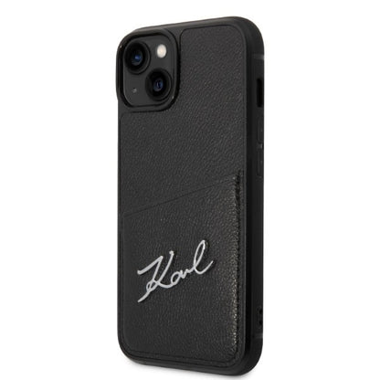 Case for Apple iPhone 14 Plus, Karl Lagerfeld, Cardslots Signature Logo, Black