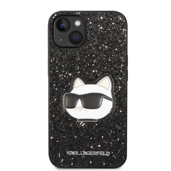 Puzdro pre Apple iPhone 14 Plus, Karl Lagerfeld, Glitter Choupette Patch, Čierne