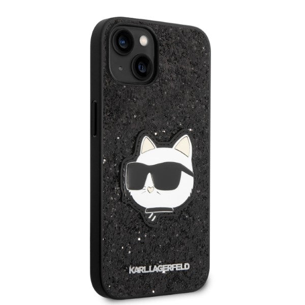Puzdro pre Apple iPhone 14 Plus, Karl Lagerfeld, Glitter Choupette Patch, Čierne