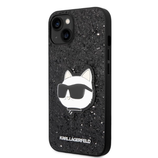 Puzdro pre Apple iPhone 14 Plus, Karl Lagerfeld, Glitter Choupette Patch, Čierne