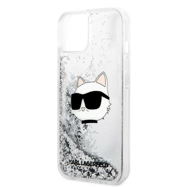 Puzdro pre Apple iPhone 14 Plus, Karl Lagerfeld, Glitter Choupette's Head, Strieborné