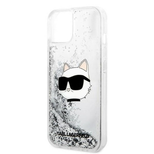 Puzdro pre Apple iPhone 14 Plus, Karl Lagerfeld, Glitter Choupette's Head, Strieborné