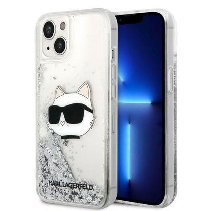 Puzdro pre Apple iPhone 14 Plus, Karl Lagerfeld, Glitter Choupette's Head, Strieborné