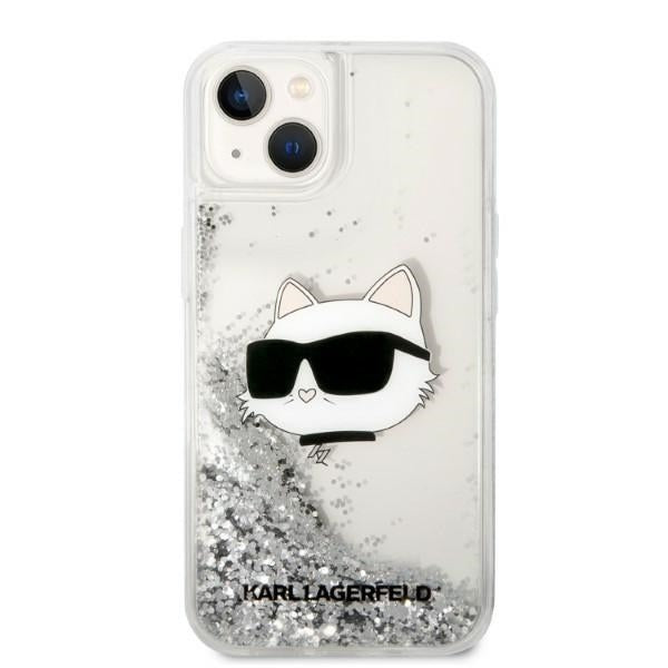 Puzdro pre Apple iPhone 14 Plus, Karl Lagerfeld, Glitter Choupette's Head, Strieborné
