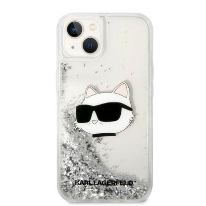 Puzdro pre Apple iPhone 14 Plus, Karl Lagerfeld, Glitter Choupette's Head, Strieborné