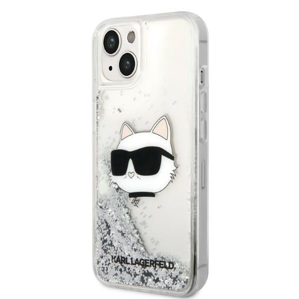Puzdro pre Apple iPhone 14 Plus, Karl Lagerfeld, Glitter Choupette's Head, Strieborné