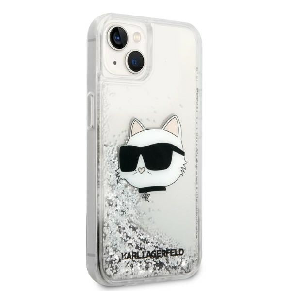 Puzdro pre Apple iPhone 14 Plus, Karl Lagerfeld, Glitter Choupette's Head, Strieborné