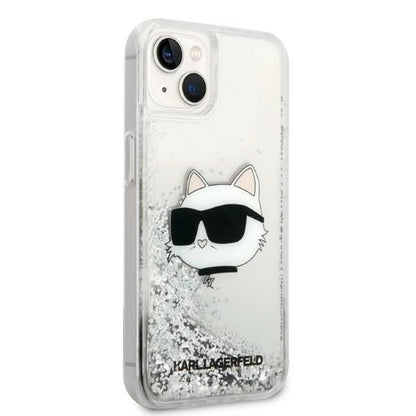 Puzdro pre Apple iPhone 14 Plus, Karl Lagerfeld, Glitter Choupette's Head, Strieborné