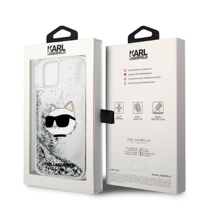 Puzdro pre Apple iPhone 14 Plus, Karl Lagerfeld, Glitter Choupette's Head, Strieborné