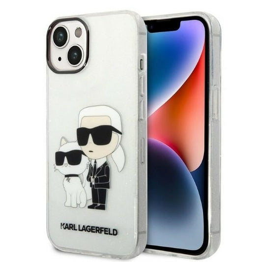 Puzdro pre Apple iPhone 14 Plus, Karl Lagerfeld, Glitter Karl & Choupette, Transparentné