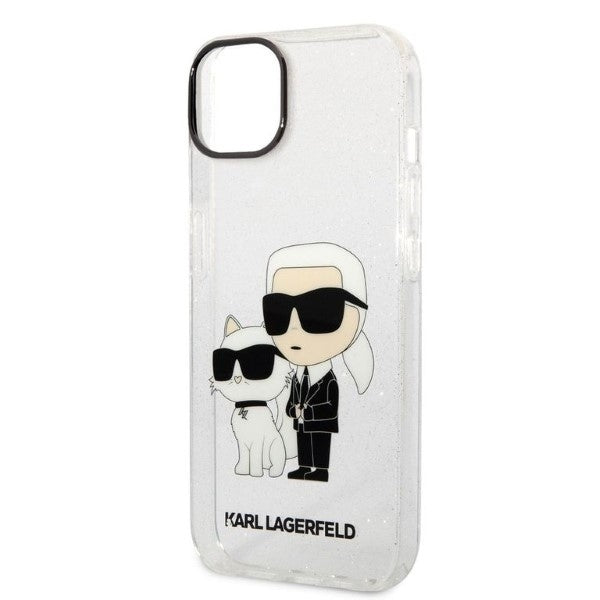 Puzdro pre Apple iPhone 14 Plus, Karl Lagerfeld, Glitter Karl & Choupette, Transparentné