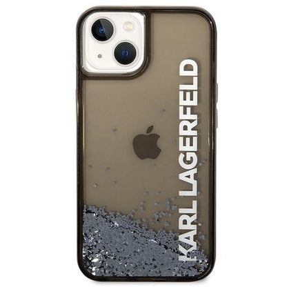 Puzdro pre Apple iPhone 14 Plus, Karl Lagerfeld, Liquid Glitter KL Logo, Čierne