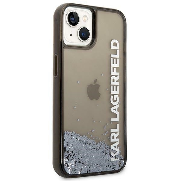 Puzdro pre Apple iPhone 14 Plus, Karl Lagerfeld, Liquid Glitter KL Logo, Čierne