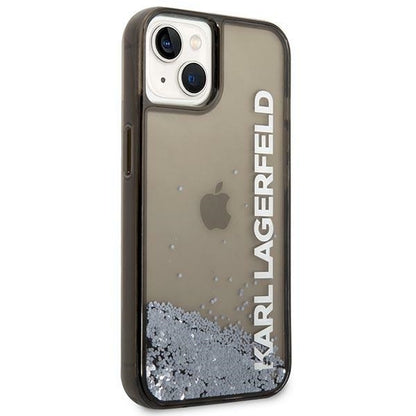 Puzdro pre Apple iPhone 14 Plus, Karl Lagerfeld, Liquid Glitter KL Logo, Čierne