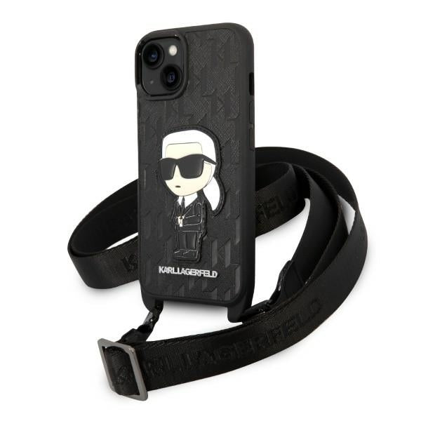 Puzdro pre Apple iPhone 14 Plus, Karl Lagerfeld, Monogram Ikonik Karl, Biela