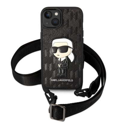 Puzdro pre Apple iPhone 14 Plus, Karl Lagerfeld, Monogram Ikonik Karl, Biela
