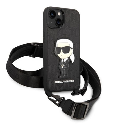 Puzdro pre Apple iPhone 14 Plus, Karl Lagerfeld, Monogram Ikonik Karl, Biela