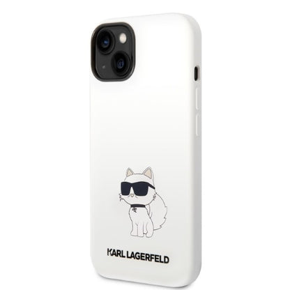 Puzdro pre Apple iPhone 14 Plus, Karl Lagerfeld, Silicone Choupette, Biela