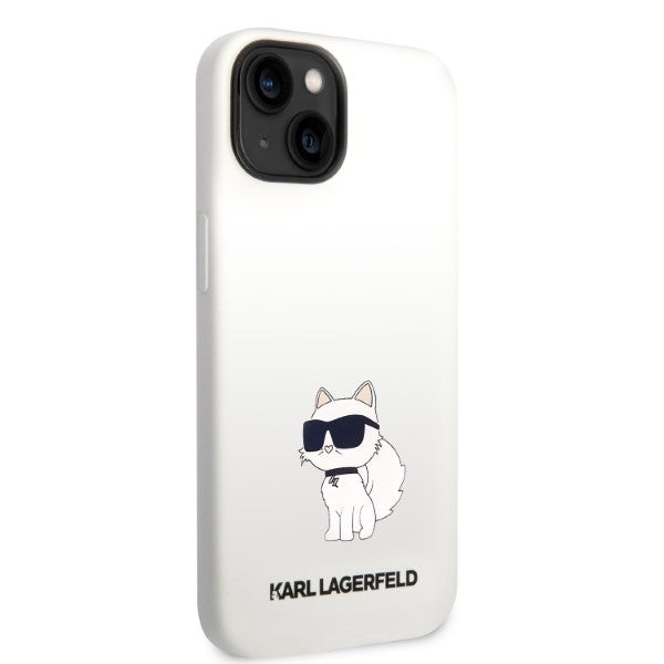 Puzdro pre Apple iPhone 14 Plus, Karl Lagerfeld, Silicone Choupette, Biela