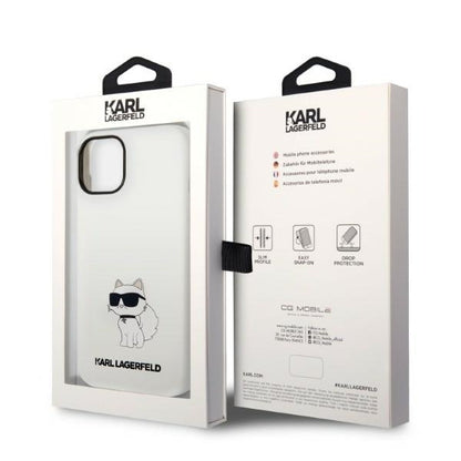 Puzdro pre Apple iPhone 14 Plus, Karl Lagerfeld, Silicone Choupette, Biela