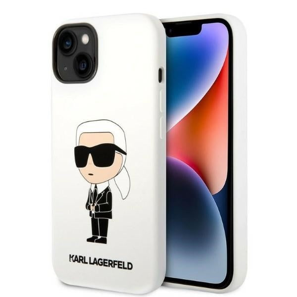 Puzdro pre Apple iPhone 14 Plus, Karl Lagerfeld, Silicone Ikonik Karl, Biela