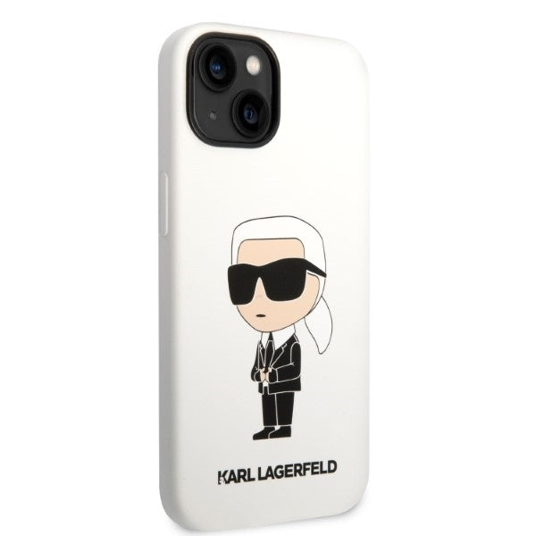 Puzdro pre Apple iPhone 14 Plus, Karl Lagerfeld, Silicone Ikonik Karl, Biela