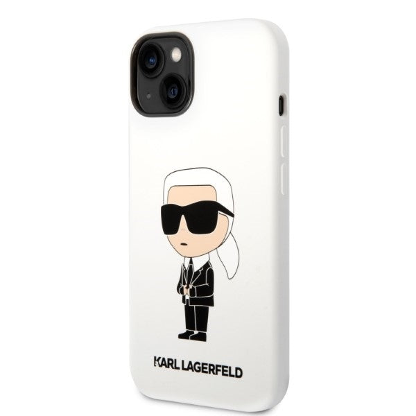 Puzdro pre Apple iPhone 14 Plus, Karl Lagerfeld, Silicone Ikonik Karl, Biela