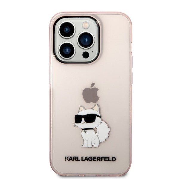 Puzdro pre Apple iPhone 14 Pro, Karl Lagerfeld, Ikonik Choupette, Ružová