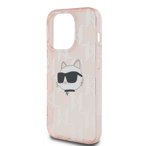 Puzdro pre Apple iPhone 14 Pro, Karl Lagerfeld, IML Luxury Monogram Choupette's Head, Ružová