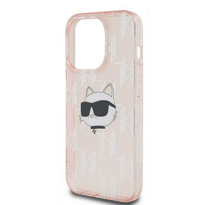 Puzdro pre Apple iPhone 14 Pro, Karl Lagerfeld, IML Luxury Monogram Choupette's Head, Ružová