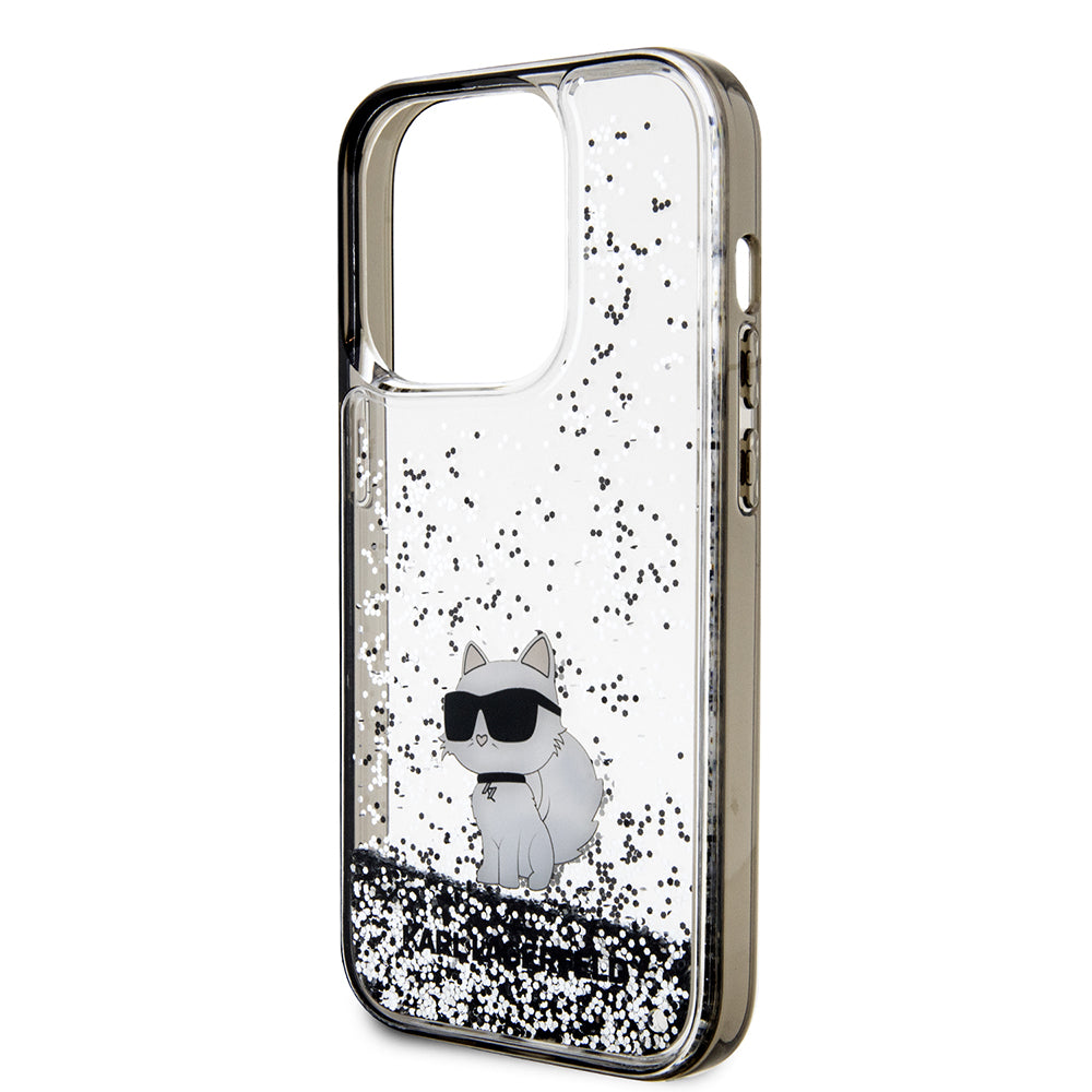 Puzdro pre Apple iPhone 14 Pro, Karl Lagerfeld, Liquid Glitter Choupette, Transparentné