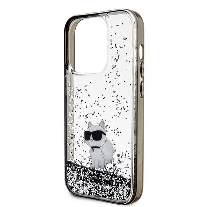 Puzdro pre Apple iPhone 14 Pro, Karl Lagerfeld, Liquid Glitter Choupette, Transparentné