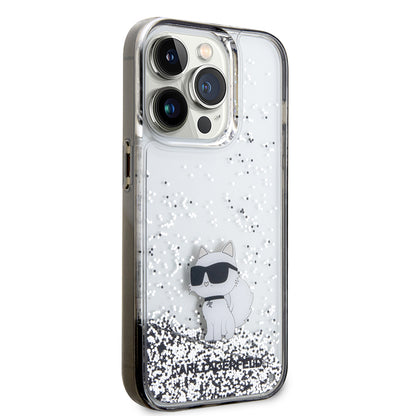 Puzdro pre Apple iPhone 14 Pro, Karl Lagerfeld, Liquid Glitter Choupette, Transparentné