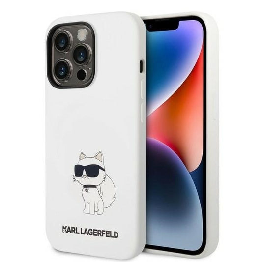 Puzdro pre Apple iPhone 14 Pro, Karl Lagerfeld, Silicone Choupette, Biela