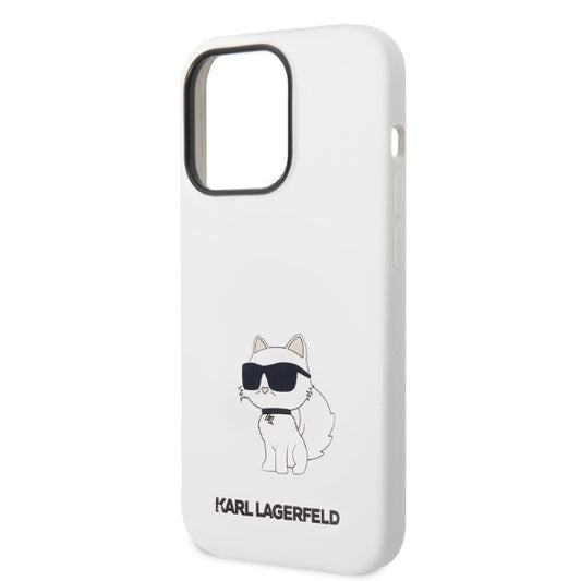 Puzdro pre Apple iPhone 14 Pro, Karl Lagerfeld, Silicone Choupette, Biela