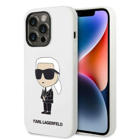 Puzdro pre Apple iPhone 14 Pro, Karl Lagerfeld, Silicone Ikonik NFT, Biela