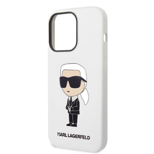 Puzdro pre Apple iPhone 14 Pro, Karl Lagerfeld, Silicone Ikonik NFT, Biela