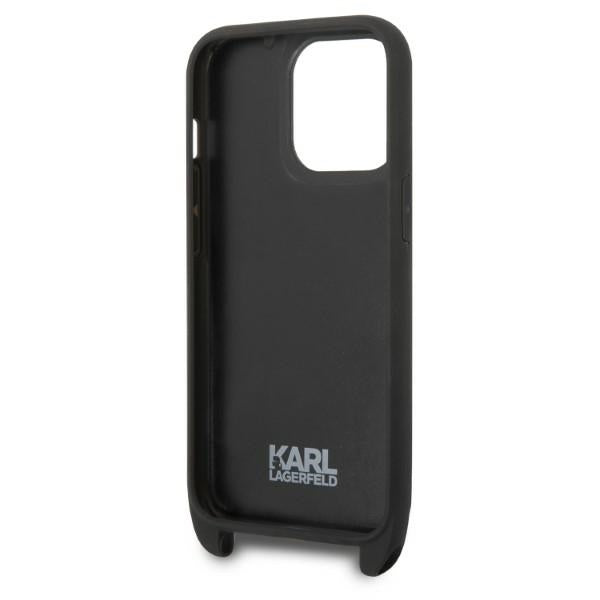 Puzdro pre Apple iPhone 14 Pro, Karl Lagerfeld, Monogram Ikonik Karl, Čierne